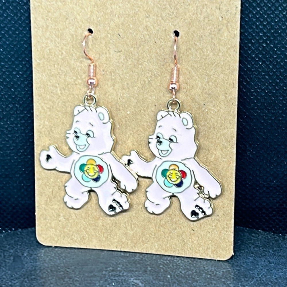 Beautiful pink CARE BEAR dangle earring